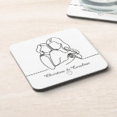 レズビアンカップルの女性ラインアート コースター (左側)