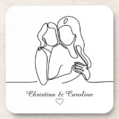 レズビアンカップルの女性ラインアート コースター (正面)