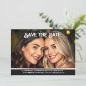 レズビアンカップルの結婚発表写真　プレーン 招待状 (スタンド正面)