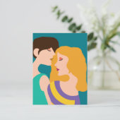 レズビアンカップルの美しい女性のラブドローイング ポストカード (スタンド正面)