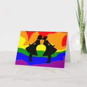 レズビアンカップルシルエット誕生日グリーティングカード カード (正面)