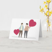 レズビアンカップルロマンチックなバレンタインデー記念日 カード (黄色い花)