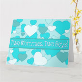 レズビアンカップル双子の男の子おめでとう カード (黄色い花)