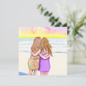 レズビアンカップルonビーチ結婚式 招待状 (スタンド正面)