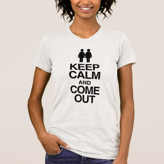 レズビアンカミングアウト "Keep Calm and Come Out" Tシャツ (正面)