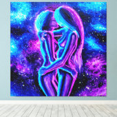 レズビアンキス（青と紫） キャンバスプリント (インサイチュ (ウッドフロア))