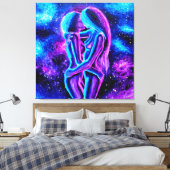 レズビアンキス（青と紫） キャンバスプリント (インサイチュ (寝室))