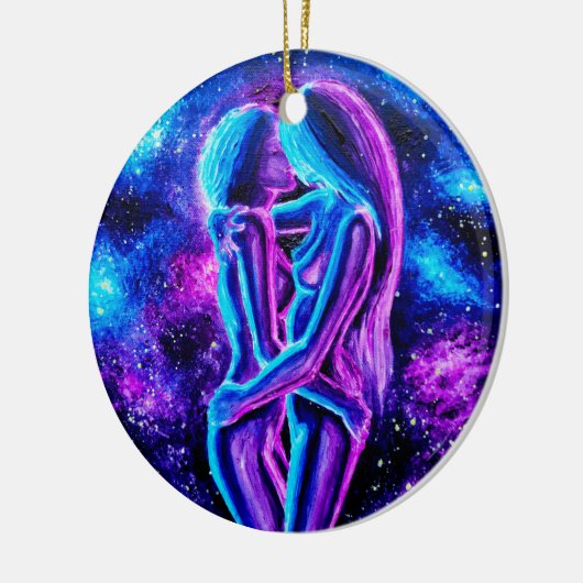 レズビアンキス(青と紫) セラミックオーナメント (左)