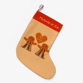 レズビアンクリスマスジンジャーブレッドレディースカップルカスタム スモールクリスマスストッキング (正面 (吊り時))