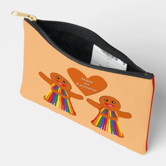 レズビアンクリスマスジンジャーブレッドレディースカップル アクセサリーポーチ (見開き)