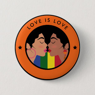 レズビアンゲイカップルキスLGBTQ愛は愛のプライド 缶バッジ