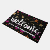 レズビアンゲイプライドフラッグカラーグリッタースターズウェルカム ドアマット (アングル)