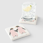 レズビアンゲイプライドペンギンズホールディングハンズ ストーンコースター (横)