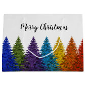 レズビアンゲイプライドレインボーフラグクリスマスツリー ラージペーパーバッグ (正面)