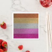 レズビアンゲイプライド国旗ピンク+オレンジグリッターパーティー スタンダードカクテルナプキン (インサイチュ)