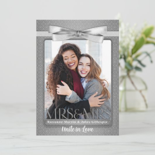 レズビアンゲイ結婚式招待状2ブリデスシルバー 招待状 (スタンド正面)