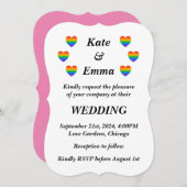 レズビアンゲイLGBTQレインボー結婚ハート 招待状 (正面/裏面)