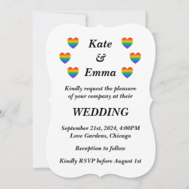 レズビアンゲイLGBTQレインボー結婚ハート 招待状
