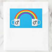 レズビアンコーヒー日付Tシャツ 長方形シール (バッグ)