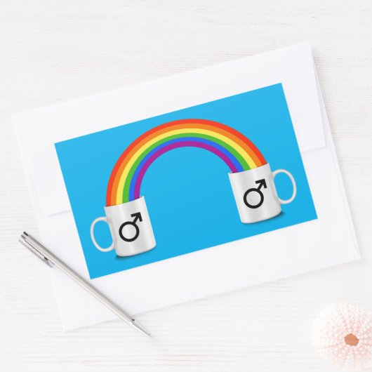 レズビアンコーヒー日付Tシャツ 長方形シール (封筒)