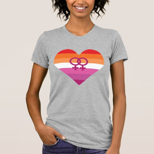 レズビアンサンセット WLW ハート Tシャツ (正面)