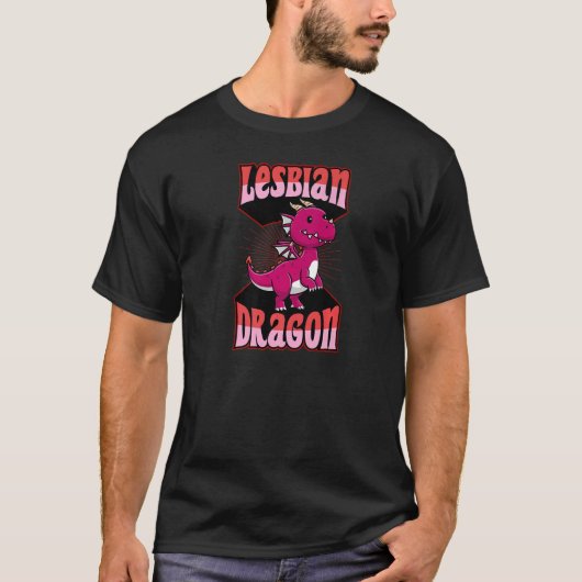 レズビアンドラゴンLgbtq神話ゲイレズビアンプライドFl Tシャツ (正面)