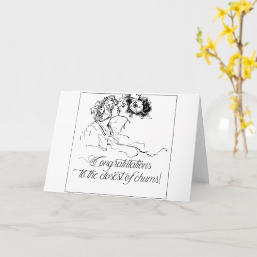 レズビアンバイセクシュアル結婚おめでとう カード (黄色い花)