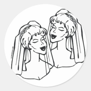 レズビアンブリデゲイ結婚ステッカー ラウンドシール
