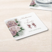 レズビアンブリーズリージェンシーピンクローズ スクエアペーパーコースター (アングル)