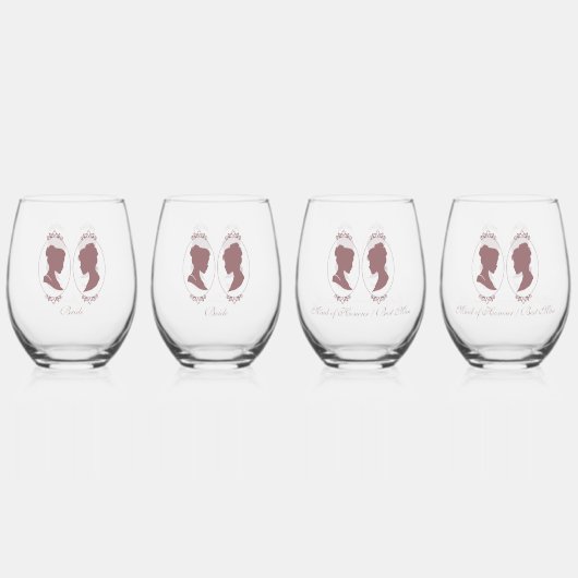 レズビアンブリーズリージェンシーピンクローズ ステムなしワイングラス (正面)