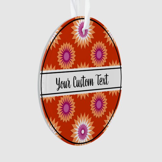 レズビアンプライドオレンジ色の花柄オーナメント オーナメント (正面)