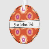 レズビアンプライドオレンジ色の花柄オーナメント オーナメント (正面)