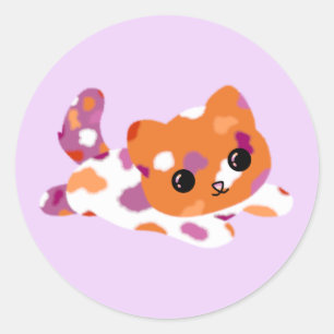 レズビアンプライドキャットスティッカー ラウンドシール