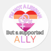 レズビアンプライドサポーターのally lgbtプライド月 ラウンドシール (正面)