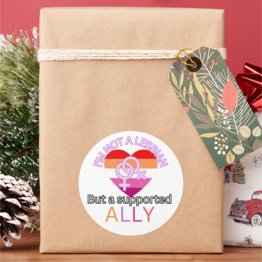 レズビアンプライドサポーターのally lgbtプライド月 ラウンドシール (クリスマス)