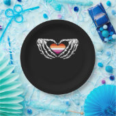 レズビアンプライドスケルトンハロウィーンウォーゴシックハートCl ペーパープレート (パーティー)