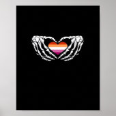 レズビアンプライドスケルトンハロウィーンウォーゴシックハートCl ポスター (正面)