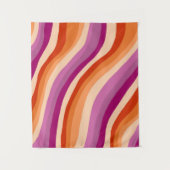 レズビアンプライドハンドメイドカラフルピンクストライプ タペストリー (正面)