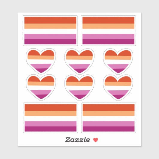 レズビアンプライドハートと国旗のシール シール (シート)