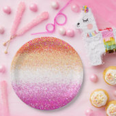 レズビアンプライドピンクグリッターグラデーションスパークル ペーパープレート (パーティー)