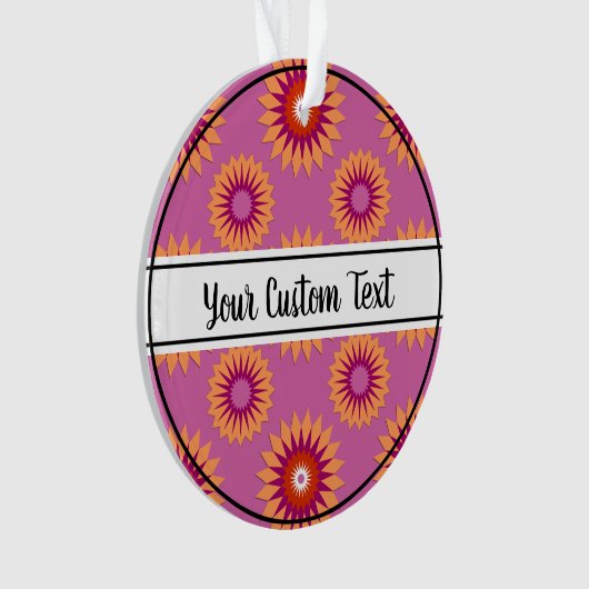 レズビアンプライドピンク花柄オーナメント オーナメント (正面)