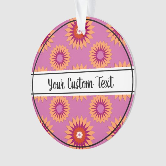 レズビアンプライドピンク花柄オーナメント オーナメント (正面)