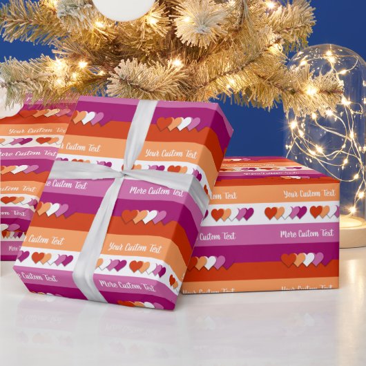 レズビアンプライドフラグと文字の折り返し紙 ラッピングペーパー (クリスマス)