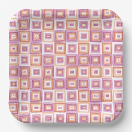 レズビアンプライドフラッグモダンアートレッドオレンジピンク ペーパープレート (正面)