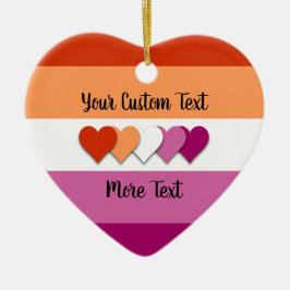 レズビアンプライド国旗と文字 セラミックオーナメント