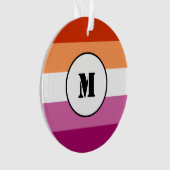 レズビアンプライド国旗のデザインとモノグラム オーナメント (正面)