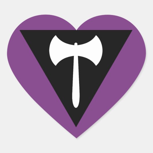 レズビアンプライド国旗パープルアックス ハートシール (正面)