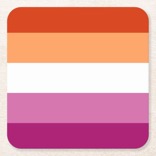 レズビアンプライド国旗LGBTQ スクエアペーパーコースター (正面)