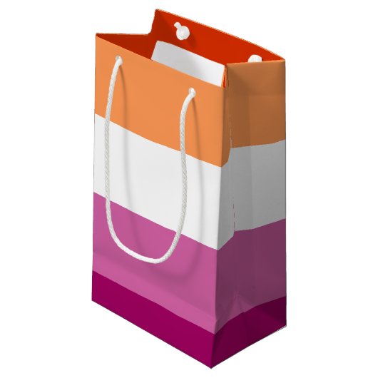 レズビアンプライド国旗LGBTQ スモールペーパーバッグ (正面アングル)