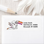 レズビアンプライド国旗LGBTQ+付き可愛いAxolotl ラベル (インサイチュ)